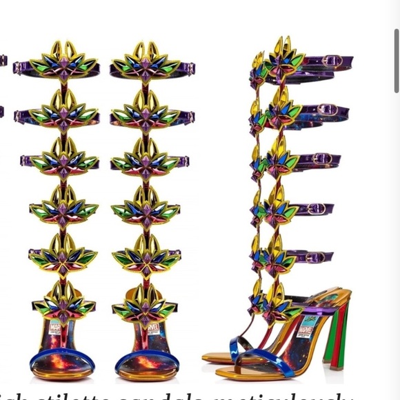 New Christian Louboutin x Marvel Sea Warrior Leather Heels - Picture 4 of 13